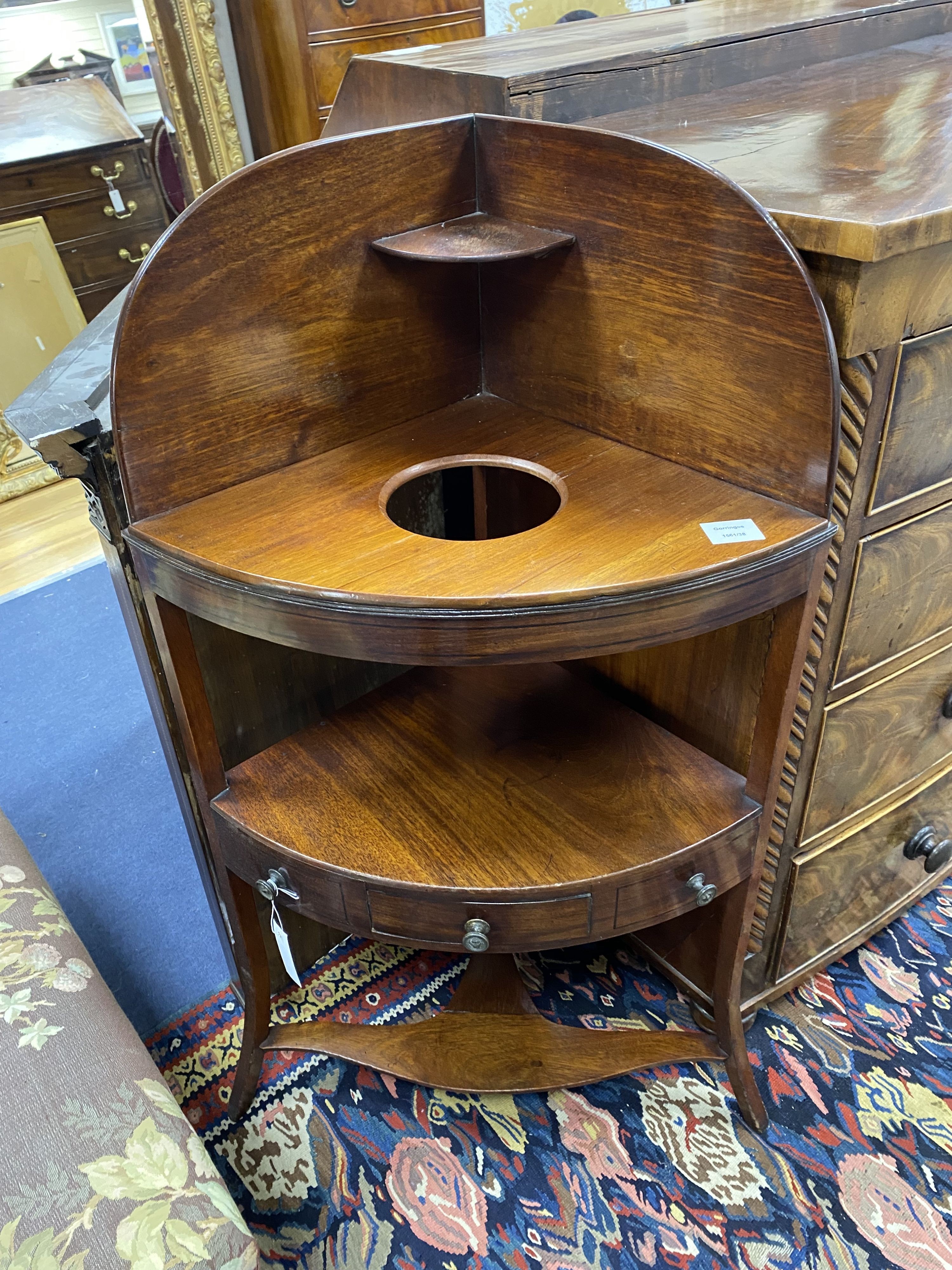 A Regency mahogany three tier washstand, width 58cm, depth 37cm, height 106cm